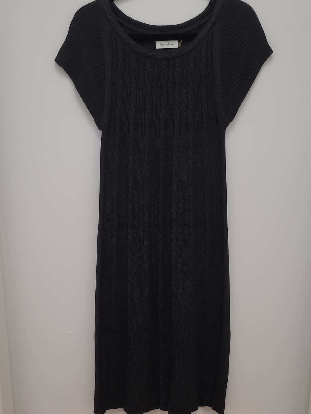 Calvin Klein Black Cable-Knit Maxi Dress